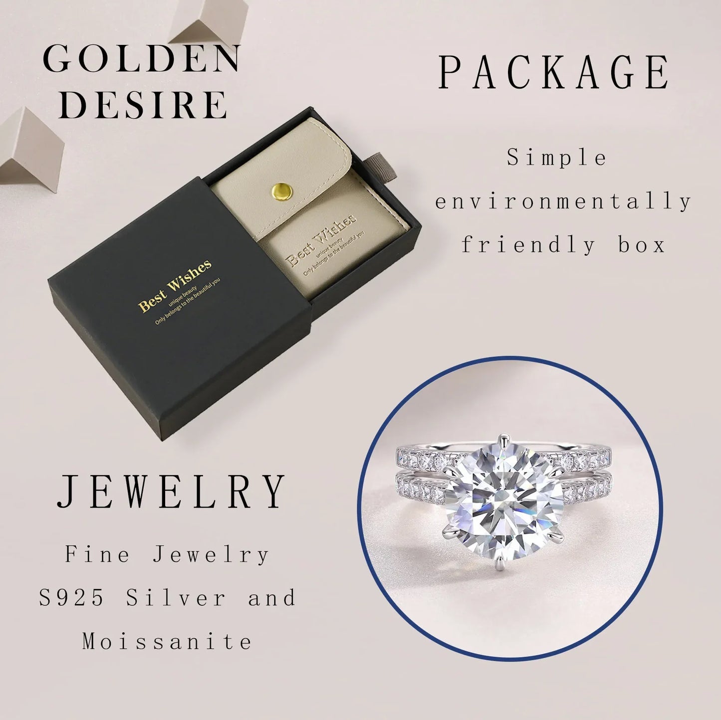 5.75 CTW Moissanite Verlobungsring Set 2-teilig