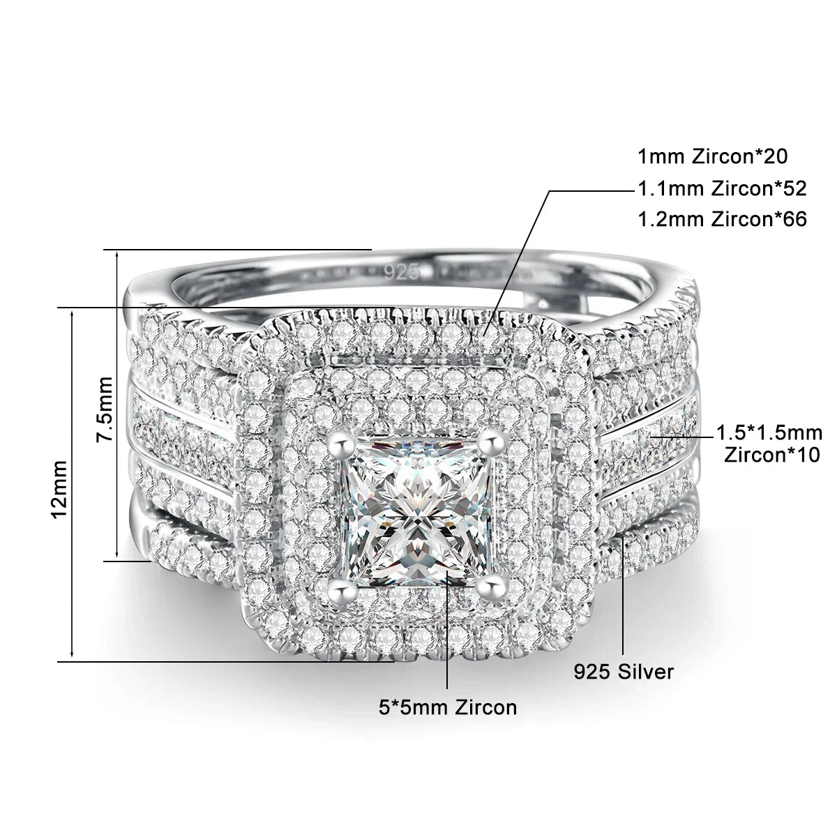 JM587™ Halo Princess Moissanite Ring