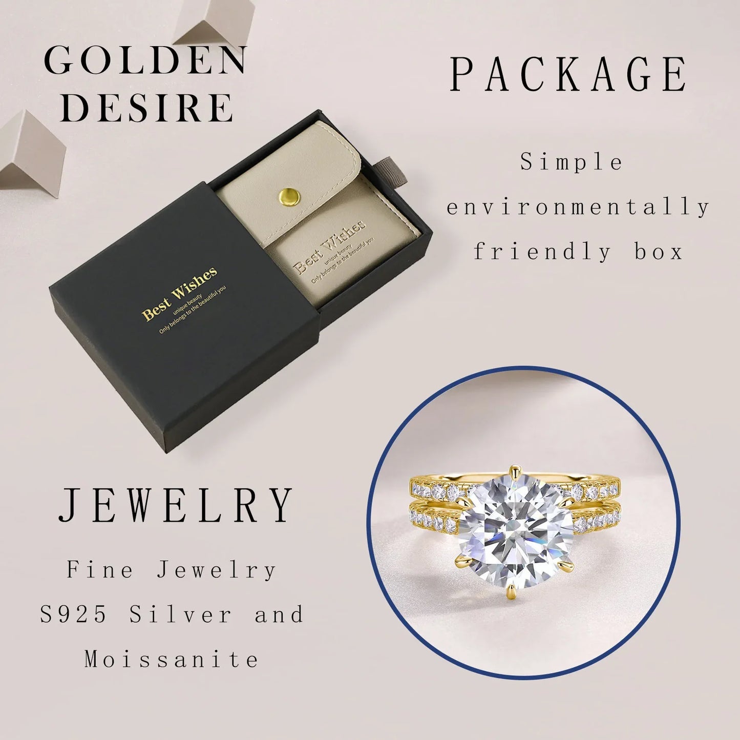 5.75 CTW Moissanite Verlobungsring Set 2-teilig