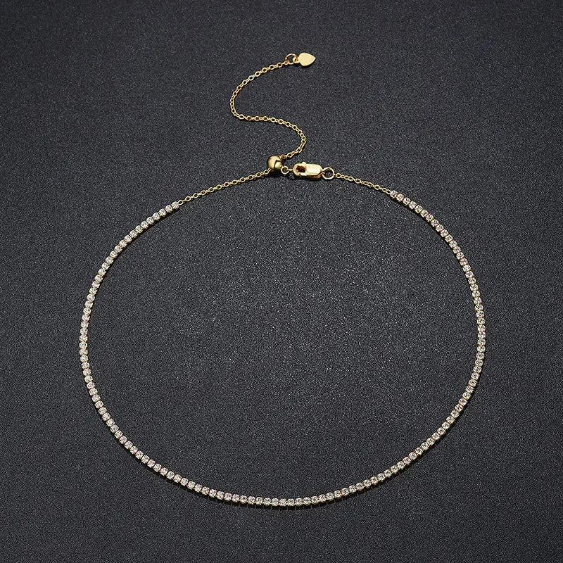 FEOBUR 2mm Moissanit Tennis Necklace