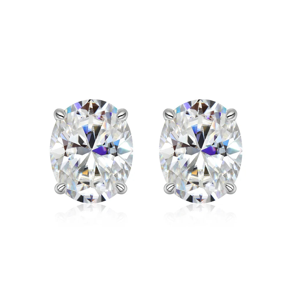 FEOBUR Oval Moissanite Stud Earrings