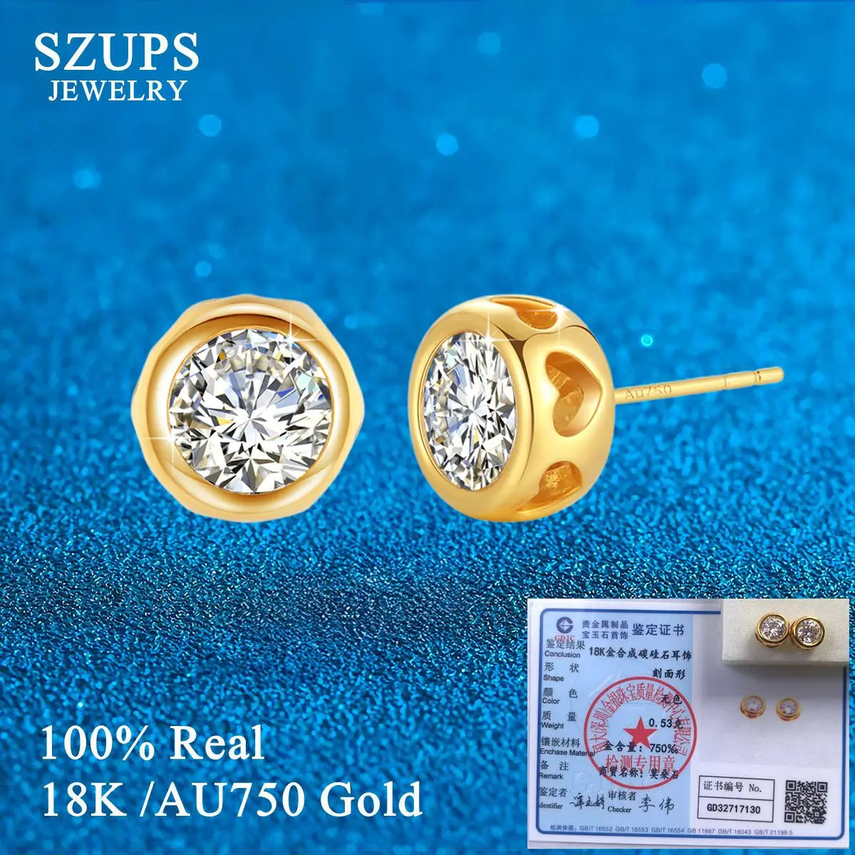 LONGUE VUE™ 18K Moissanite Stud Earrings