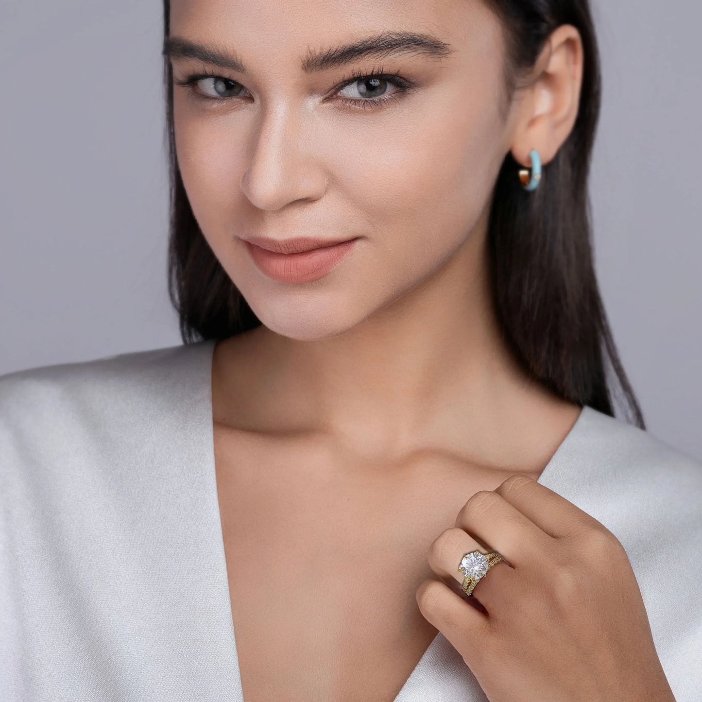 5.75 CTW Moissanite Verlobungsring Set 2-teilig