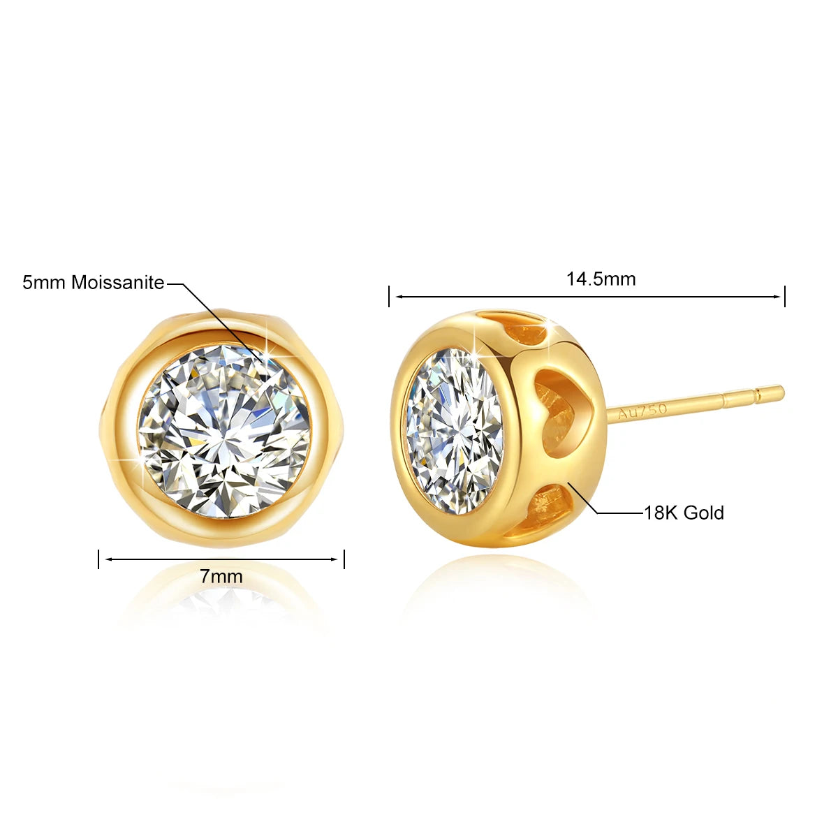 LONGUE VUE™ 18K Moissanite Stud Earrings