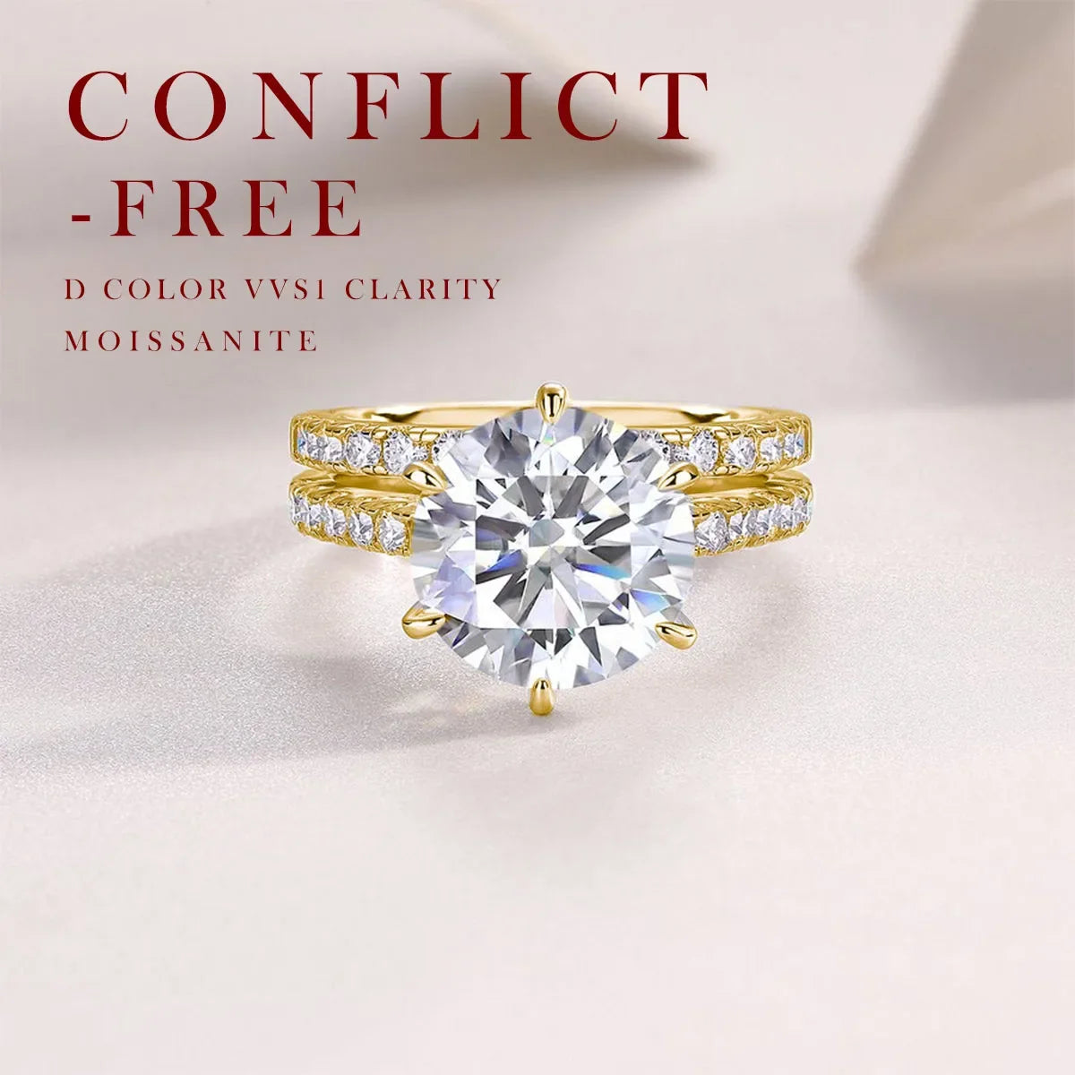 5.75 CTW Moissanite Verlobungsring Set 2-teilig