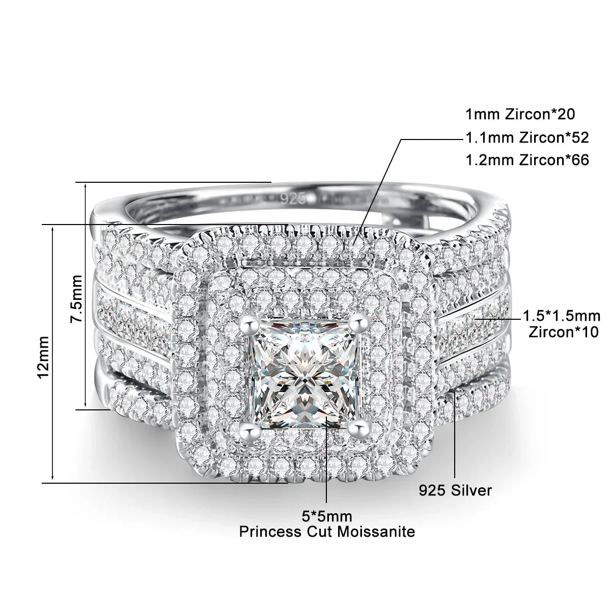 JM587™ Halo Princess Moissanite Ring