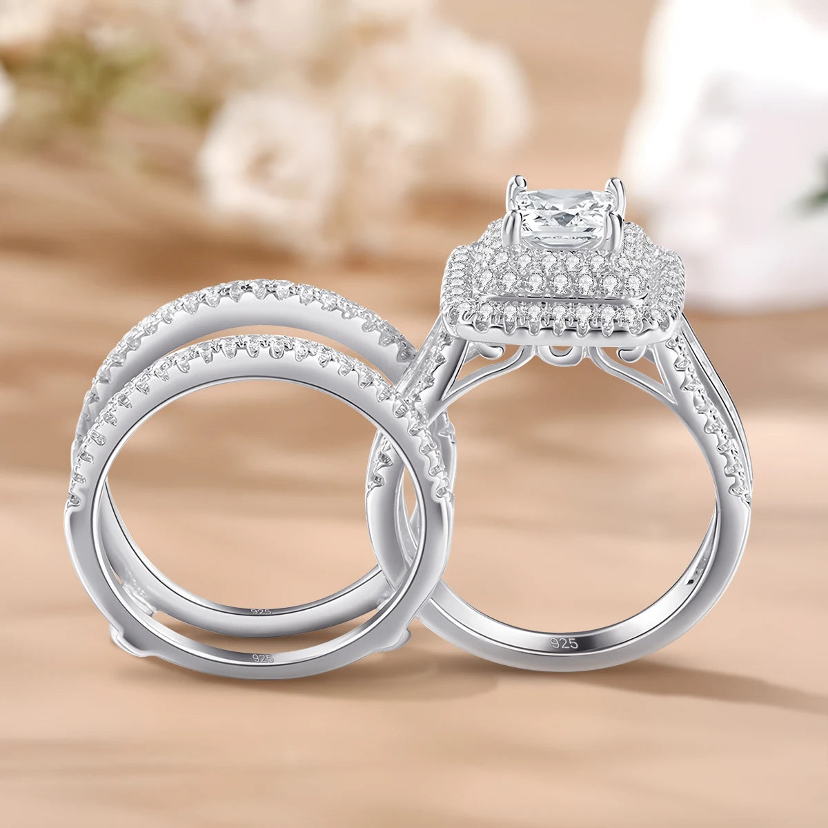 JM587™ Halo Princess Moissanite Ring