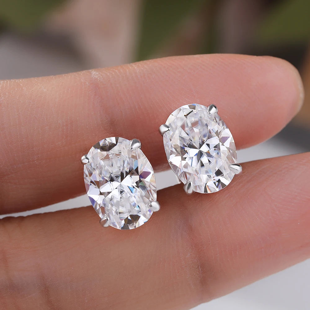 FEOBUR Oval Moissanite Stud Earrings