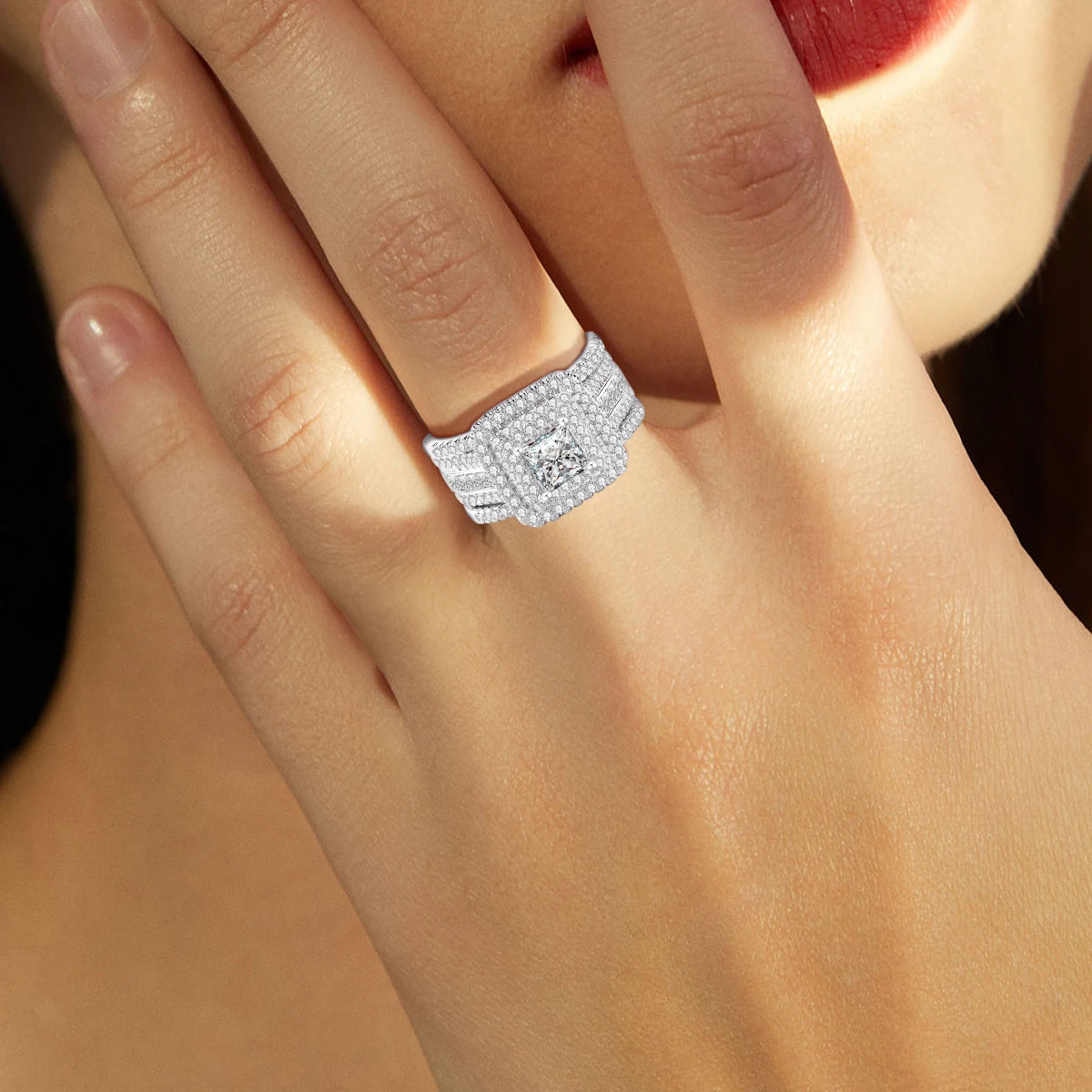 JM587™ Halo Princess Moissanite Ring