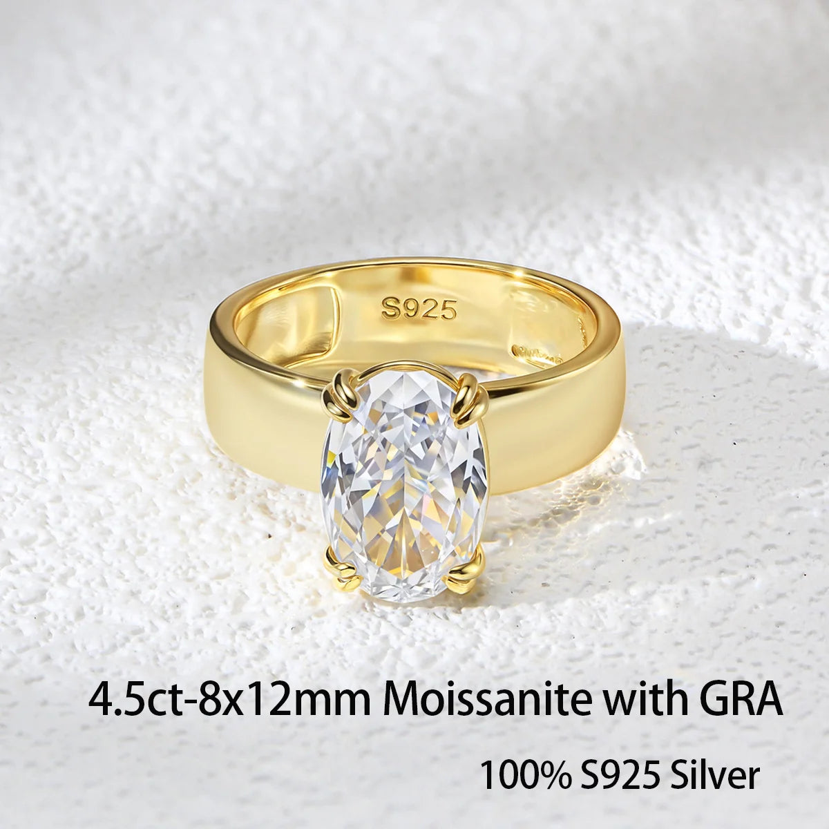 OEVAS 4.5ct Moissanite Ring
