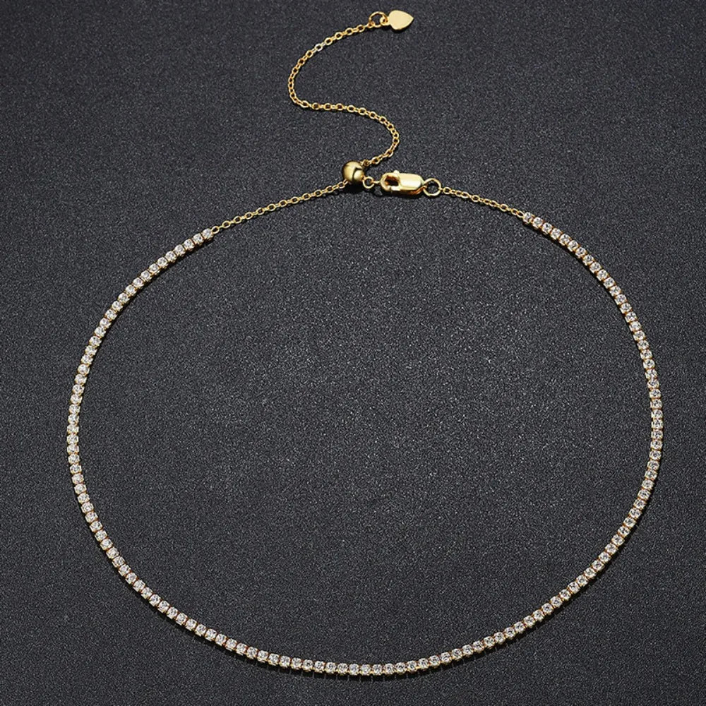 FEOBUR 2mm Moissanit Tennis Necklace
