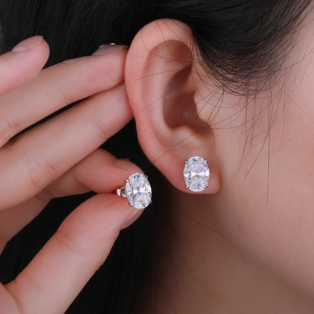 FEOBUR Oval Moissanite Stud Earrings