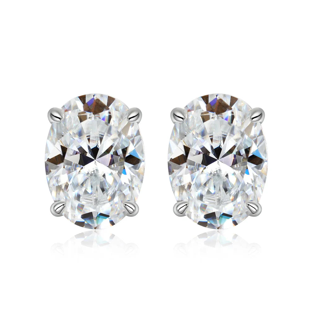 FEOBUR Oval Moissanite Stud Earrings