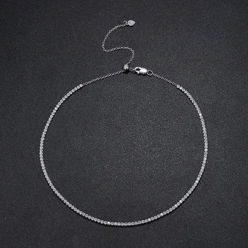 FEOBUR 2mm Moissanit Tennis Necklace