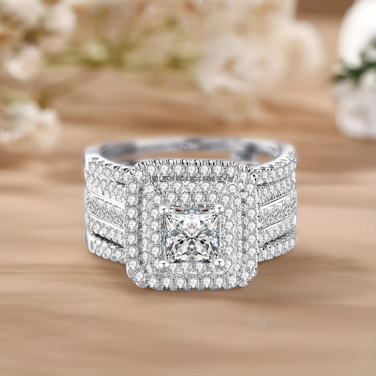 JM587™ Halo Princess Moissanite Ring