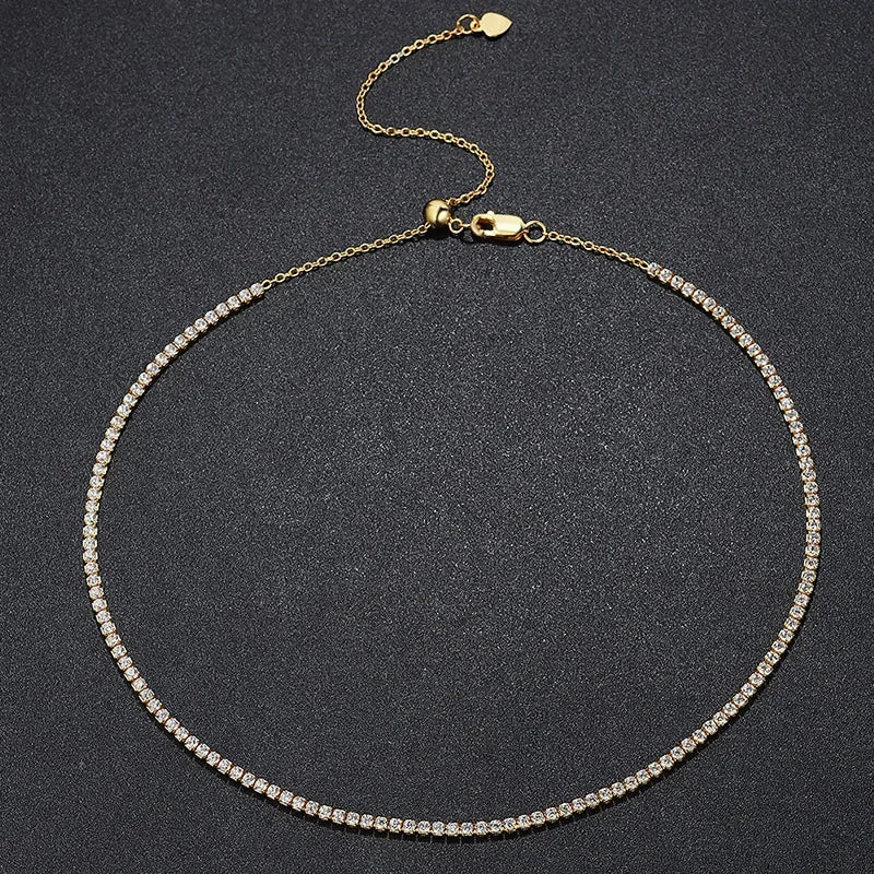 FEOBUR 2mm Moissanit Tennis Necklace