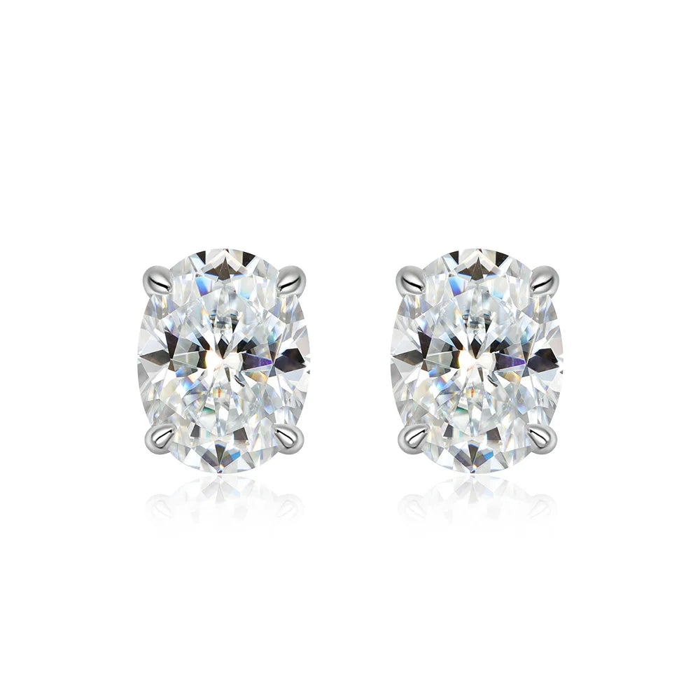 FEOBUR Oval Moissanite Stud Earrings