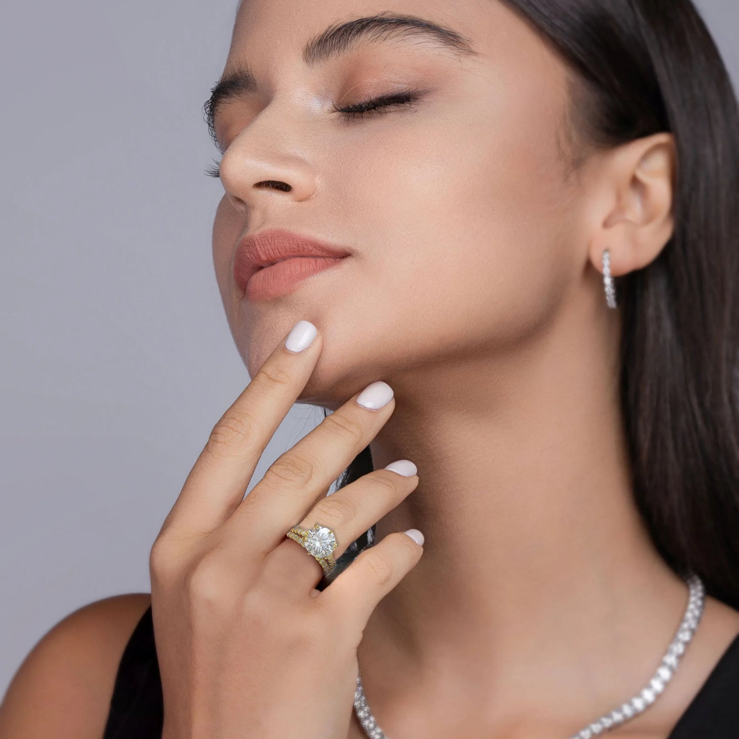 5.75 CTW Moissanite Verlobungsring Set 2-teilig