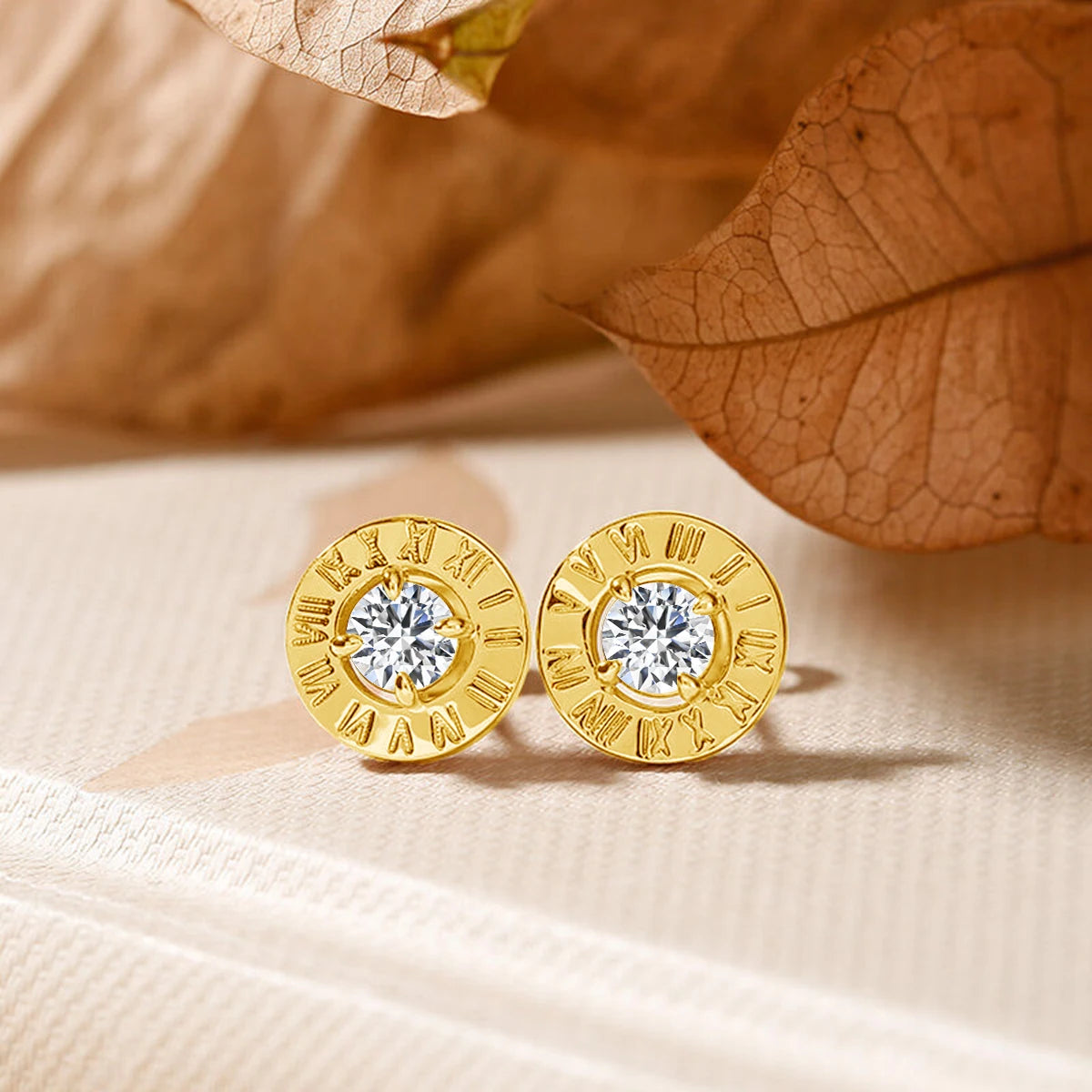SZJINAO™ “Mystical Beauty” 14K Gold Moissanite Stud Earrings