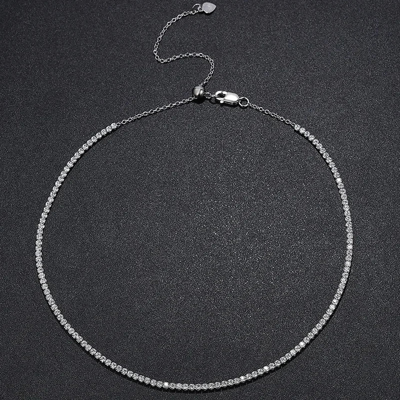 FEOBUR 2mm Moissanit Tennis Necklace